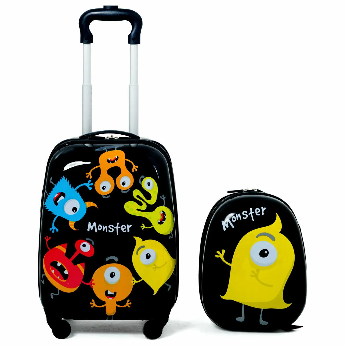 2 Pieces Kids Luggage Set with 4 Casters and Retractable Handle