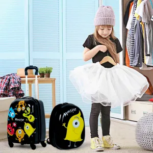 2 Pieces Kids Luggage Set with 4 Casters and Retractable Handle