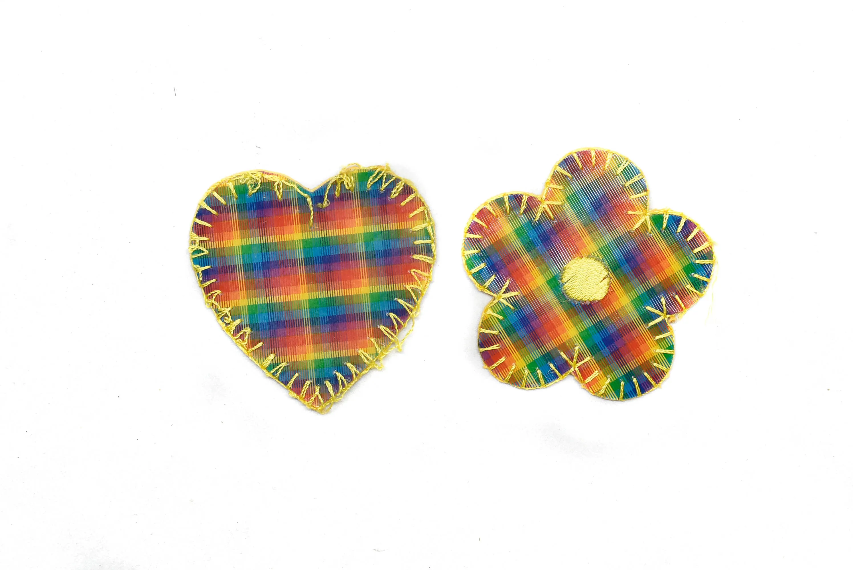 3D Rainbow Heart and Flower Iron-On Patch | Heart Patch | Flower Patch- 1 Piece