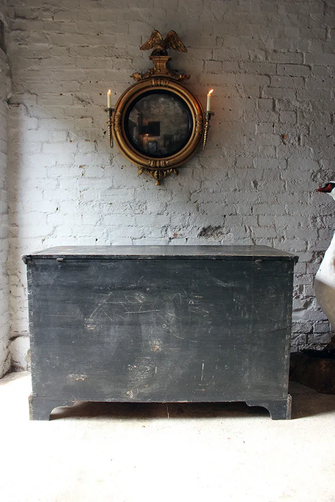 A Decorative c.1810 & Later Black Japanned & Chinoiserie Decoupage Decorated Pine Chest