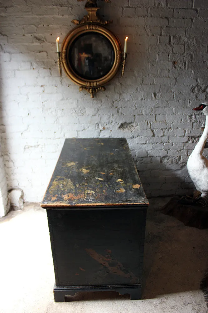 A Decorative c.1810 & Later Black Japanned & Chinoiserie Decoupage Decorated Pine Chest