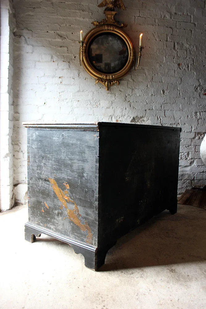 A Decorative c.1810 & Later Black Japanned & Chinoiserie Decoupage Decorated Pine Chest