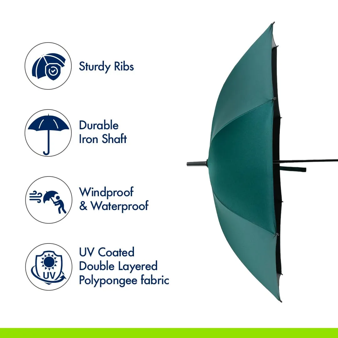 ABSORBIA 10K 3fold auto open umbrella for Rain & Sun proof, black coated for UV protection and also windproof| Double Layer Folding Portable Umbrella with cover|Dark green|Diameter 96 cm