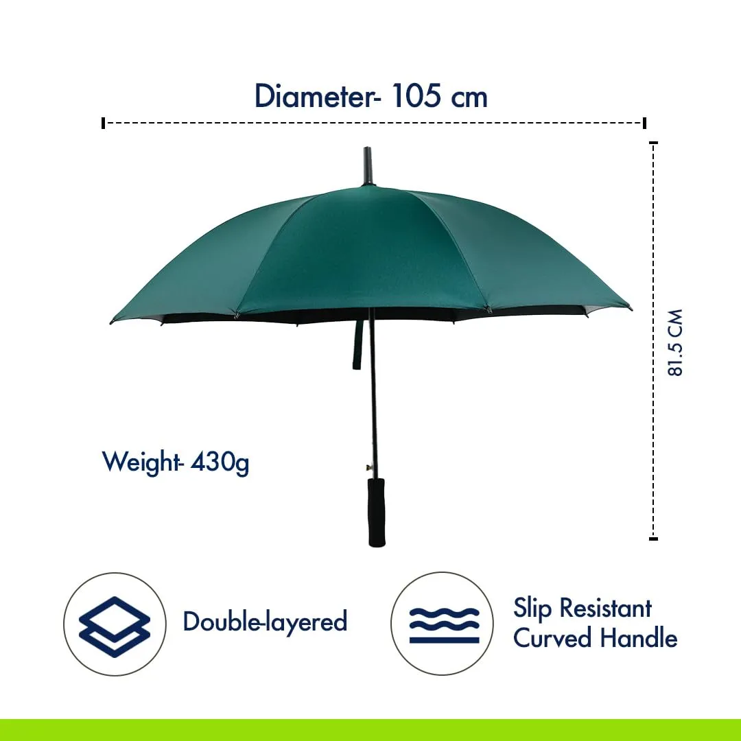 ABSORBIA 10K 3fold auto open umbrella for Rain & Sun proof, black coated for UV protection and also windproof| Double Layer Folding Portable Umbrella with cover|Dark green|Diameter 96 cm