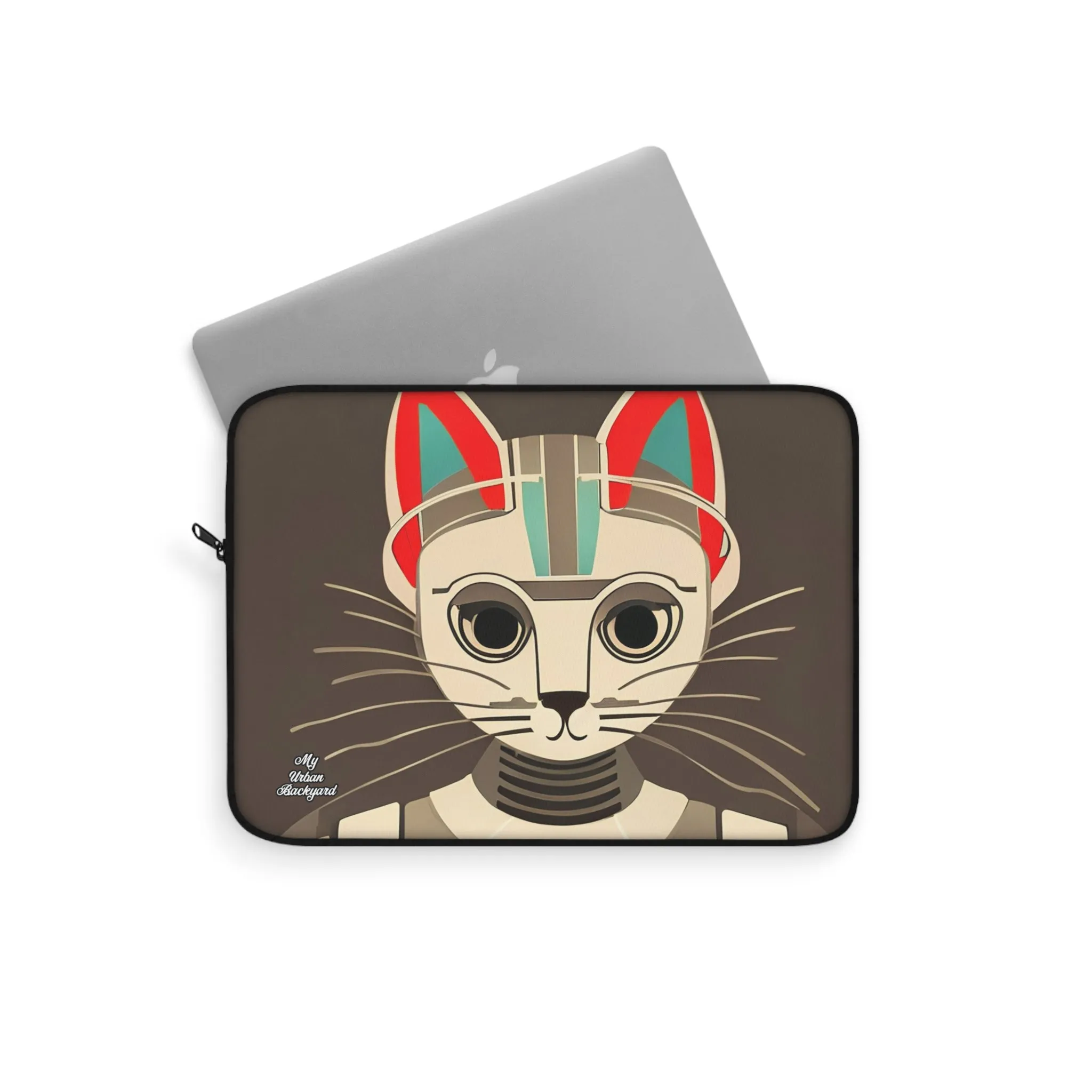 Art Deco Cat, Laptop Carrying Case, Top Loading Sleeve for School or Work