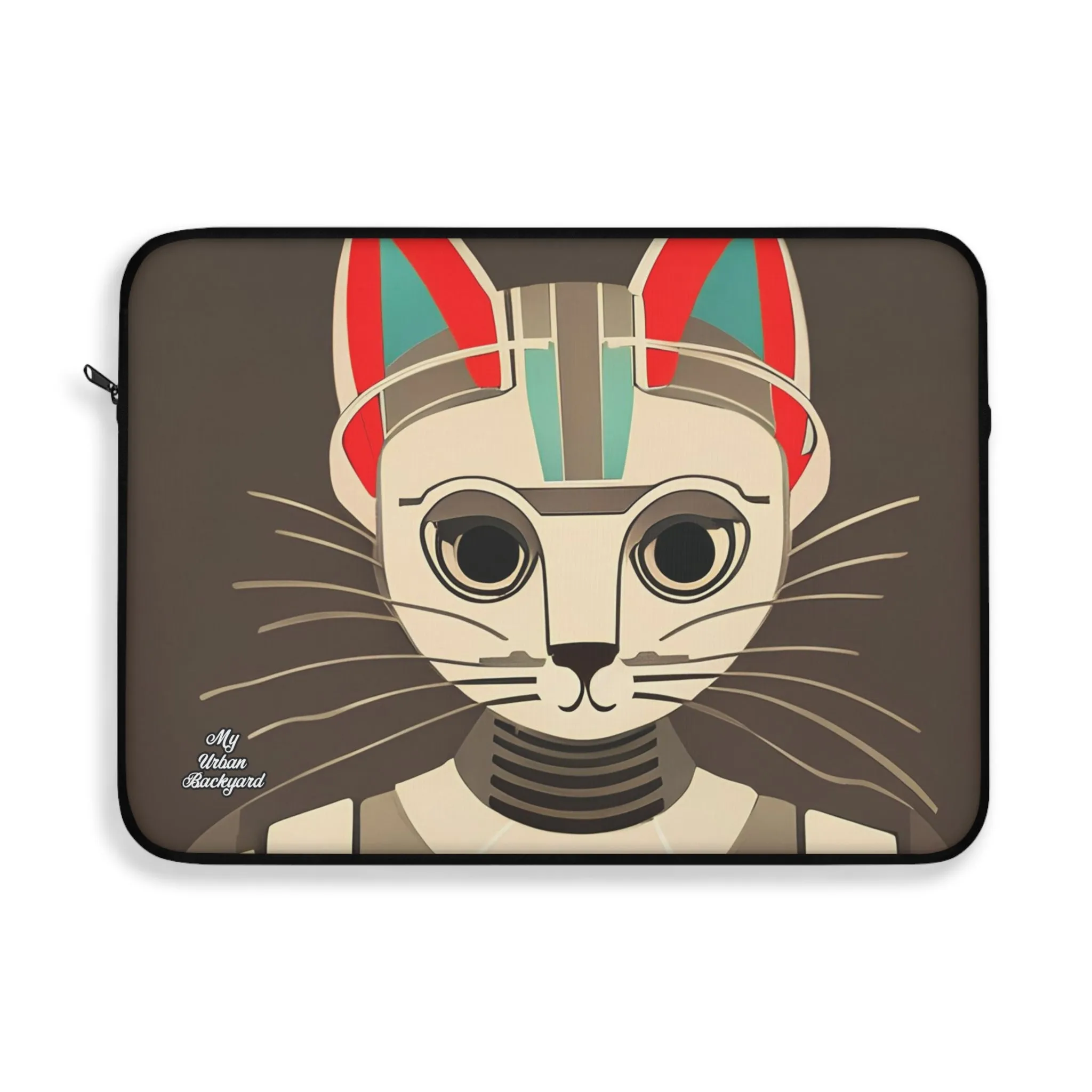 Art Deco Cat, Laptop Carrying Case, Top Loading Sleeve for School or Work