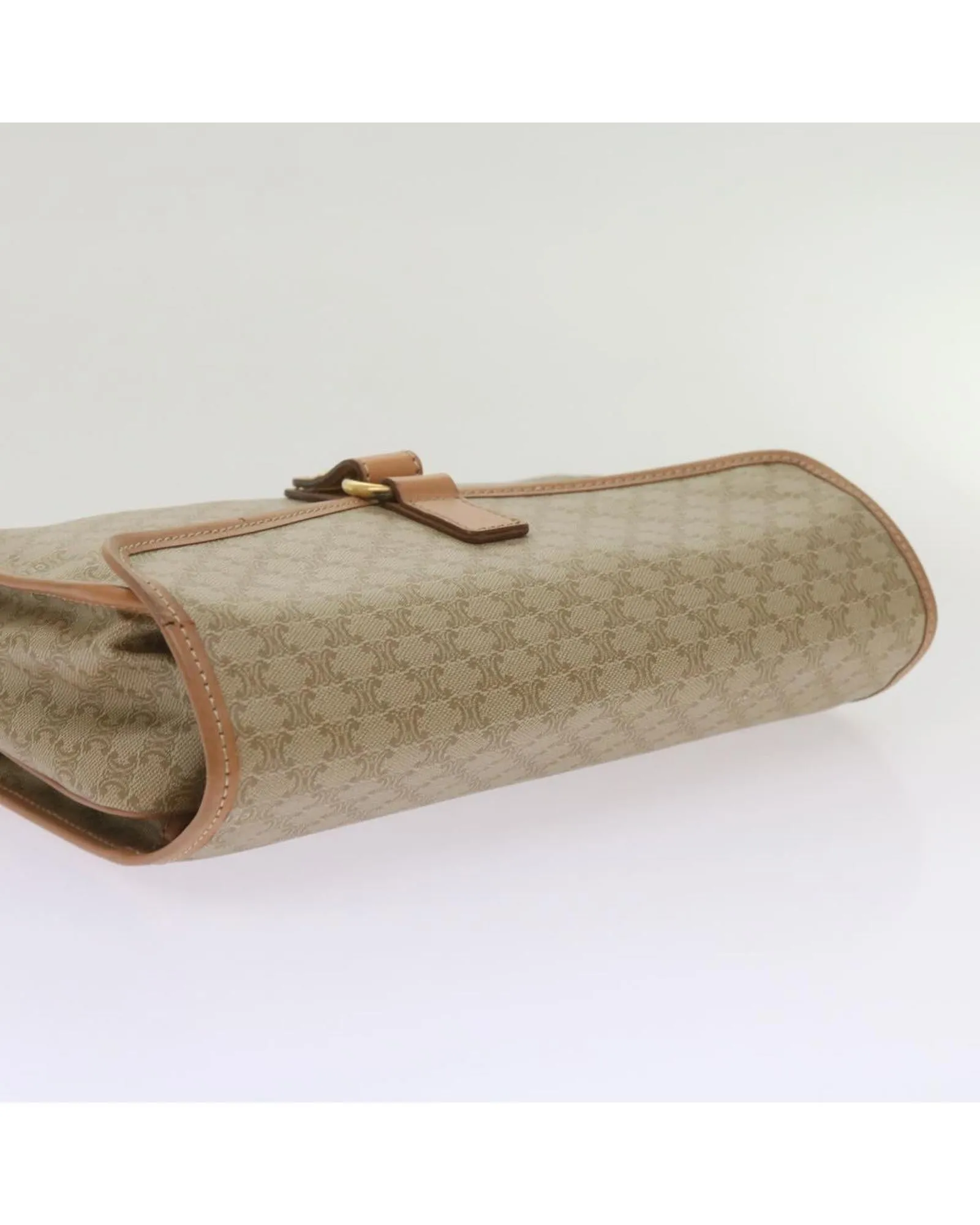 Authentic Beige Canvas Clutch Bag with Iconic Design