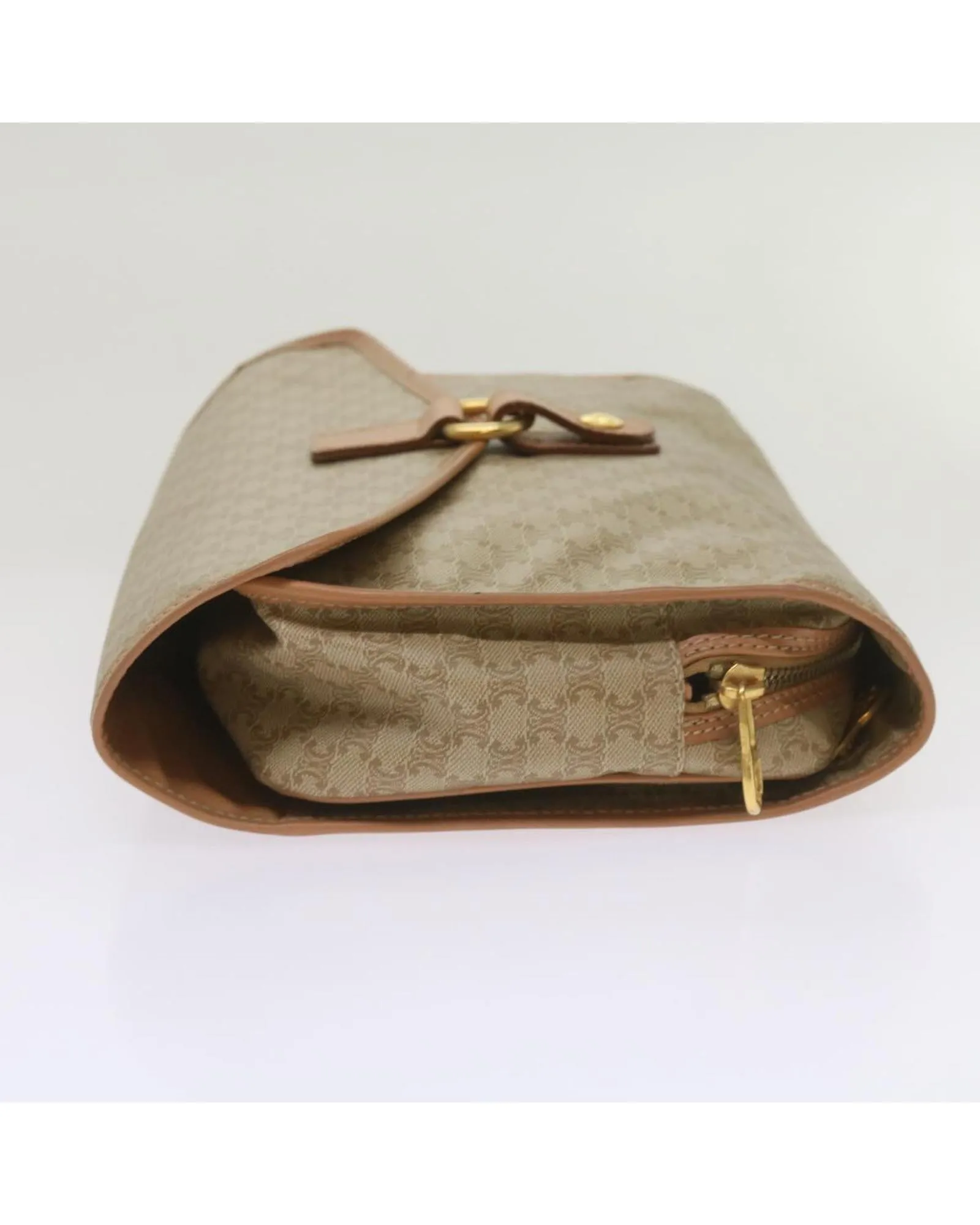 Authentic Beige Canvas Clutch Bag with Iconic Design