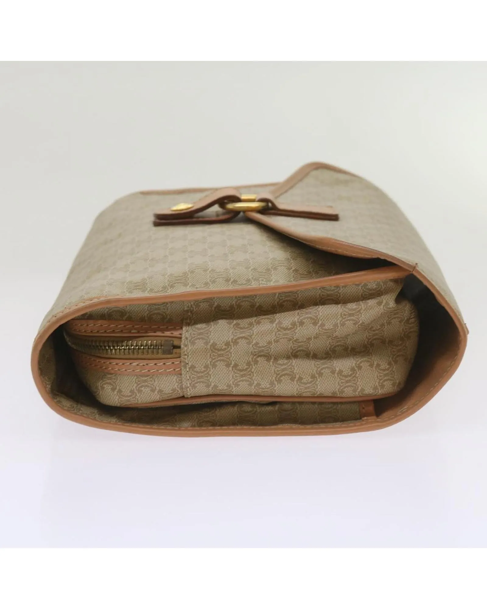 Authentic Beige Canvas Clutch Bag with Iconic Design