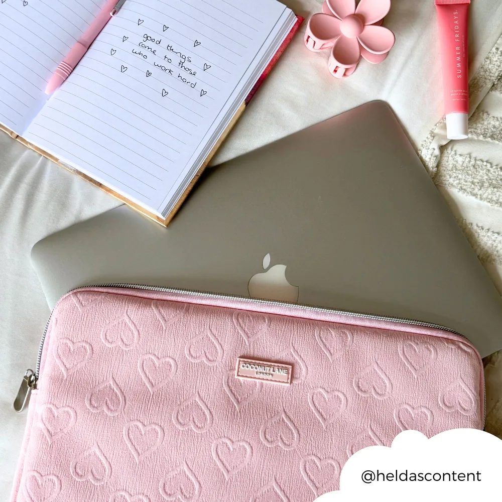 Baby Pink Heart Laptop Sleeve