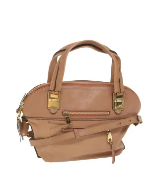 Beige Leather 2-Way Shoulder Bag