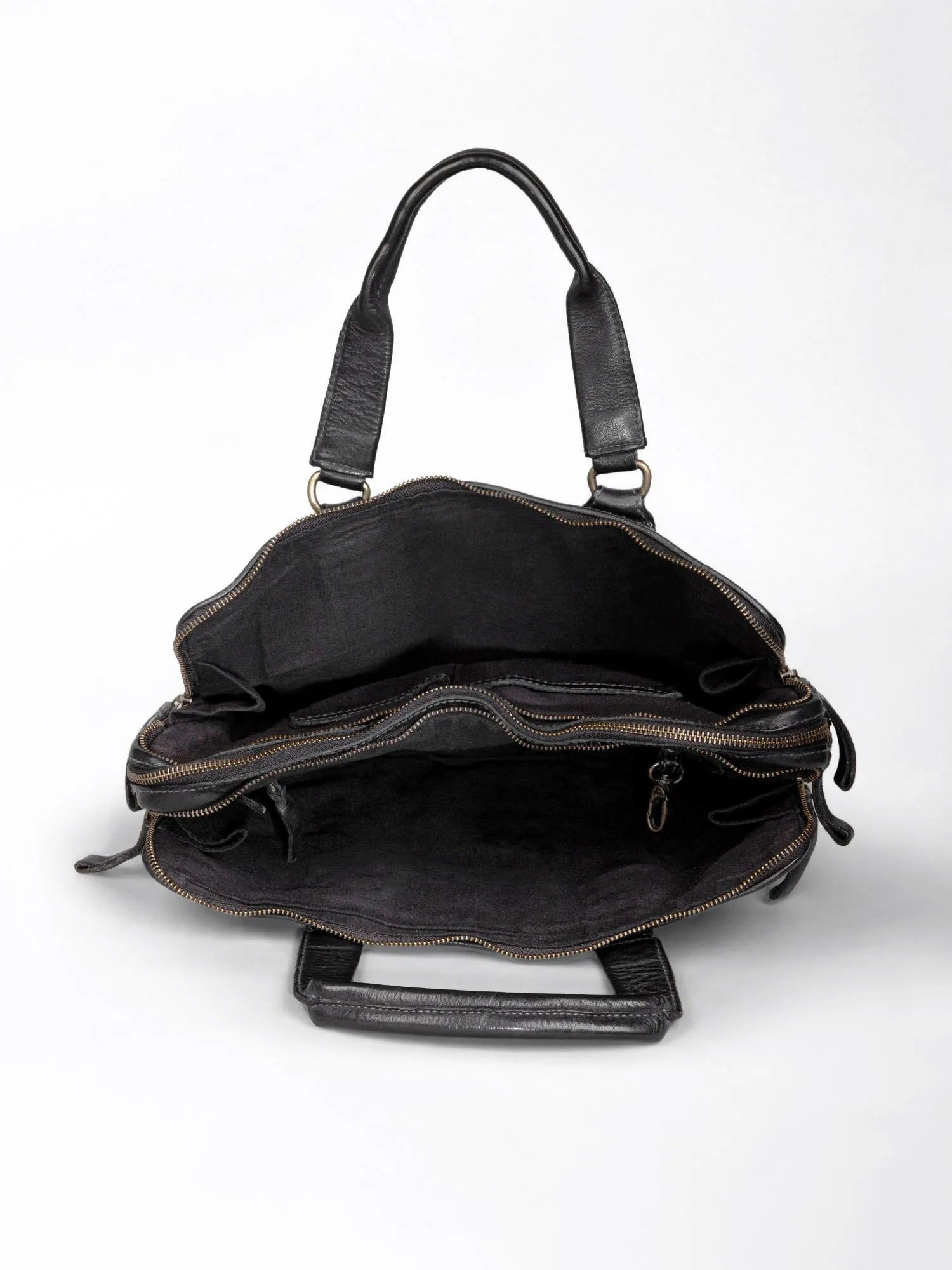 Black Leather Plain Design Laptop Bag