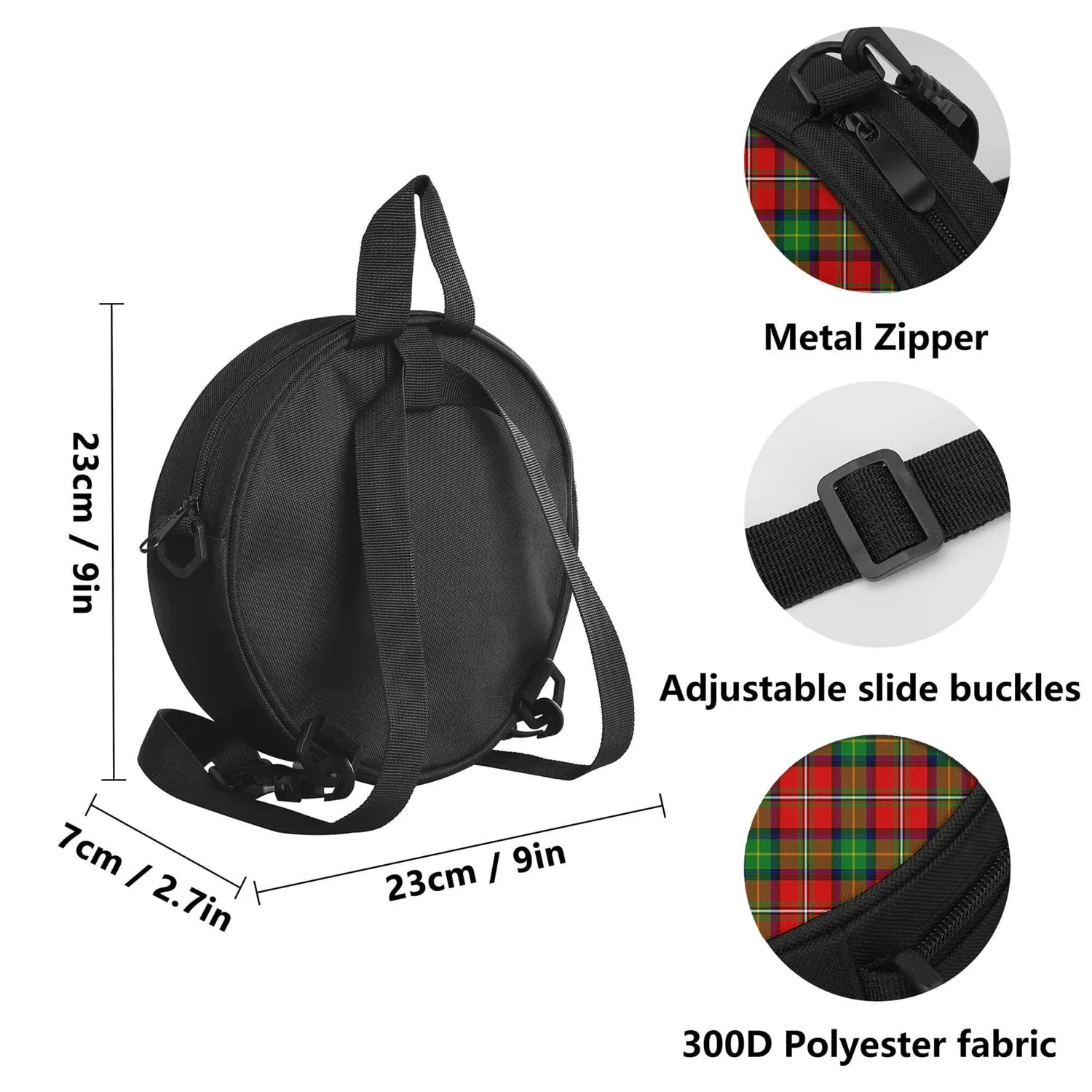 Boyd Tartan Round Satchel Bags with Family Crest