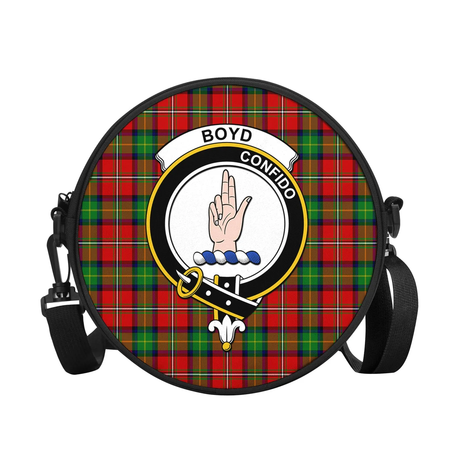 Boyd Tartan Round Satchel Bags with Family Crest