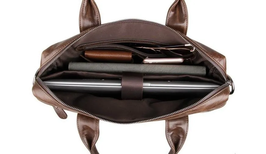 Brown Leather Crossbody Laptop Bag