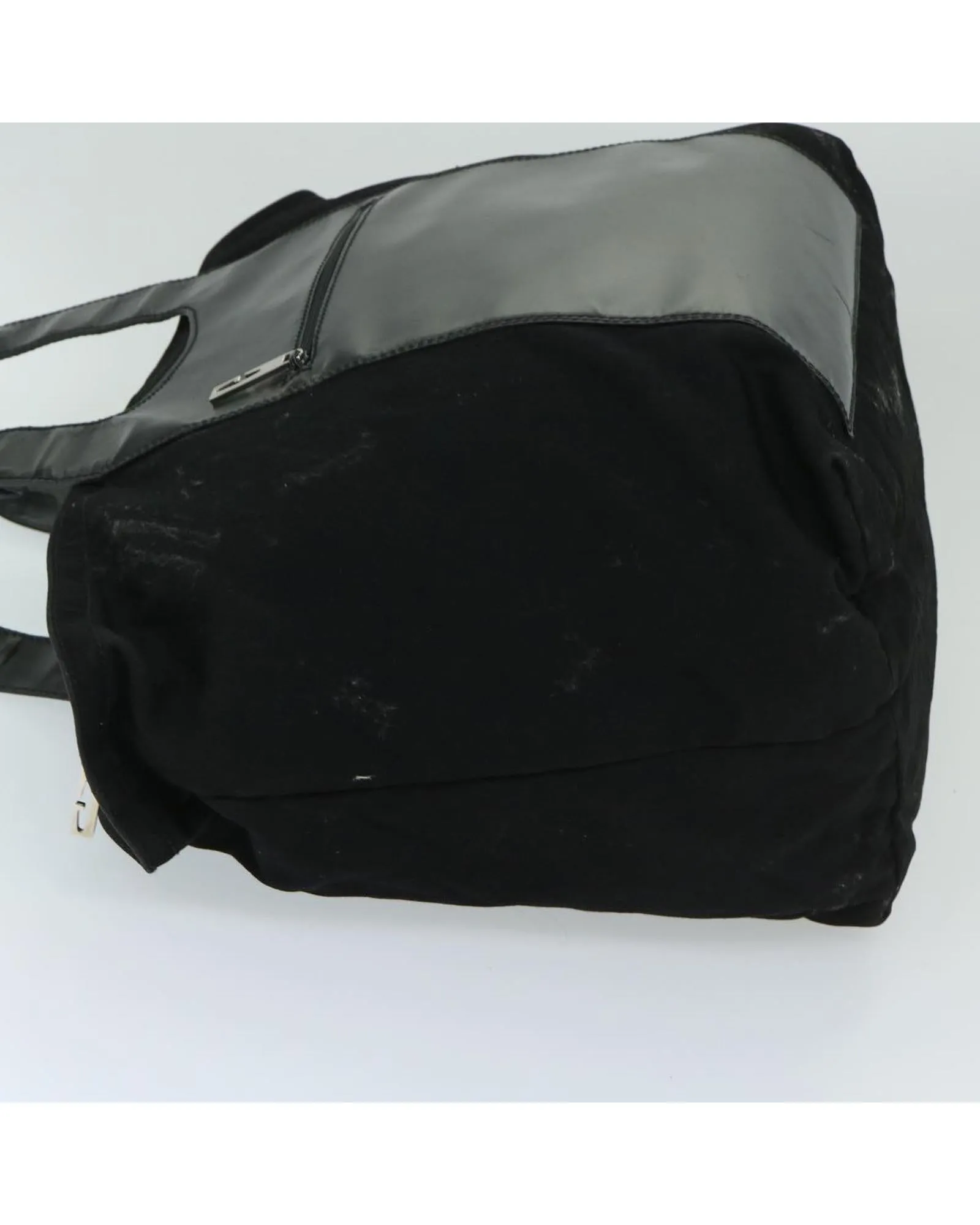 Canvas Shoulder Bag with Accessory - Italian-made Black