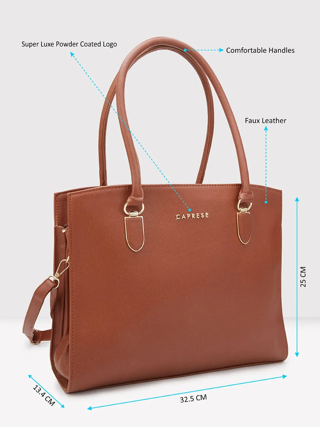 Caprese Demi Laptop Satchel Extra Large Tan