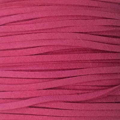 Cerise Faux Suede Leather Cord per metre