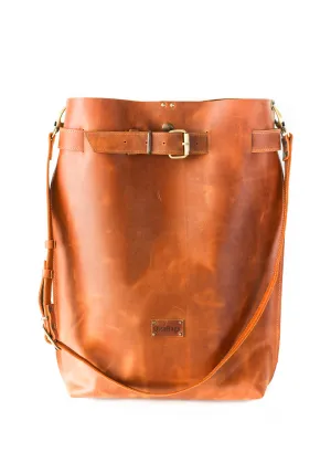 Cognac Brown Large Leather Backpack