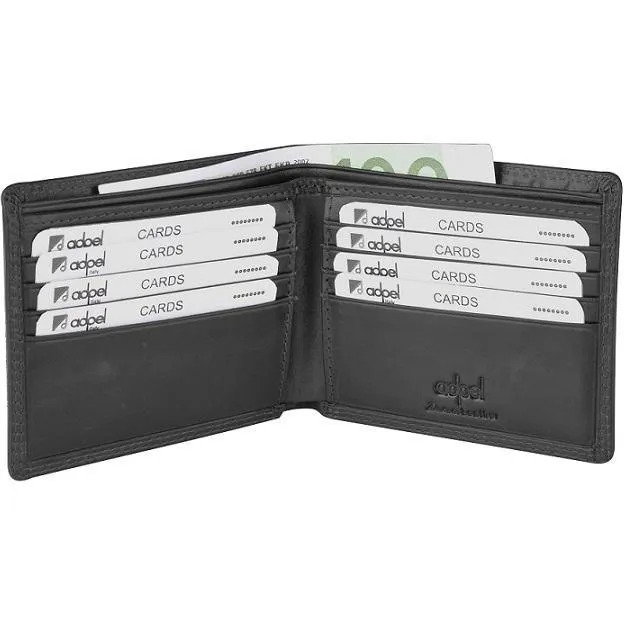 Dakota Leather Wallet with 8 Card Slots | Black