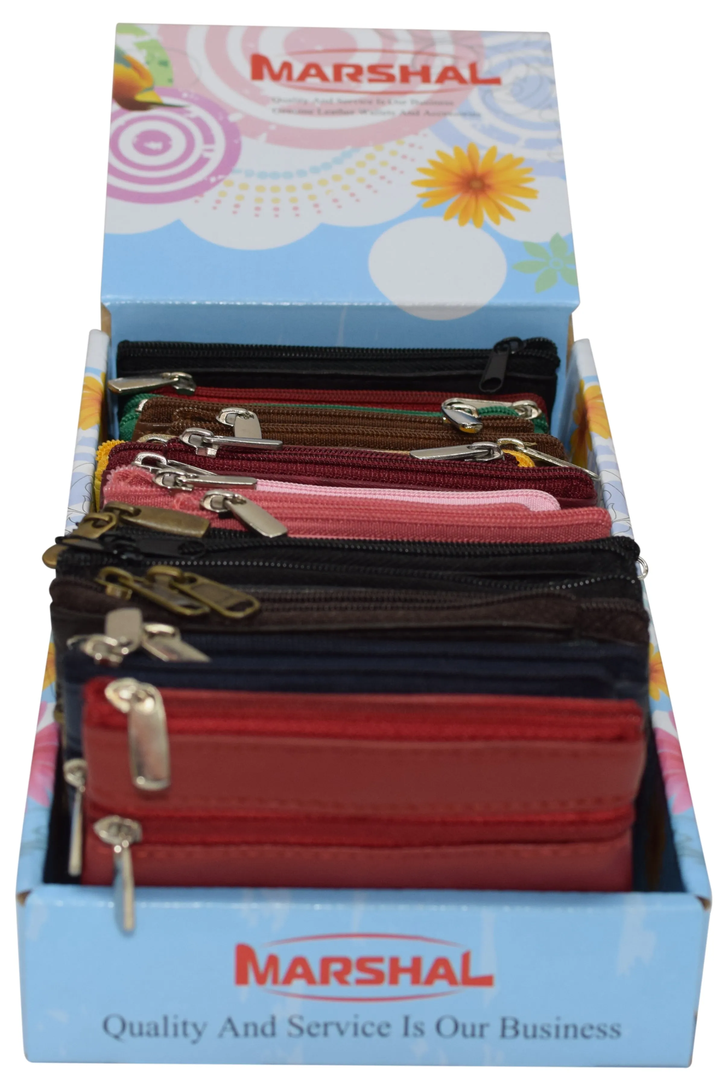 DIS1_24_810 Display of 24 Pcs of Genuine Leather Small Change Purses