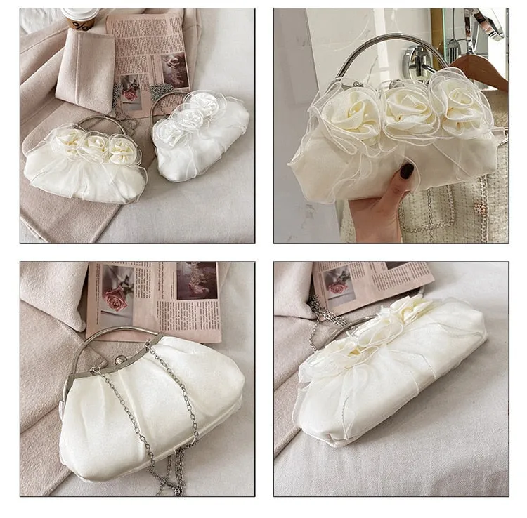 Elegant Designer Look Bridal Flower Evening Purse-Clutch