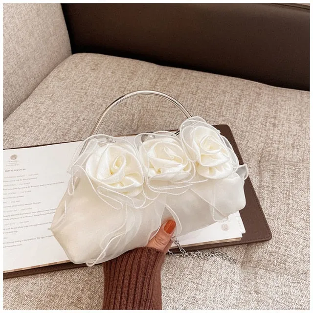 Elegant Designer Look Bridal Flower Evening Purse-Clutch