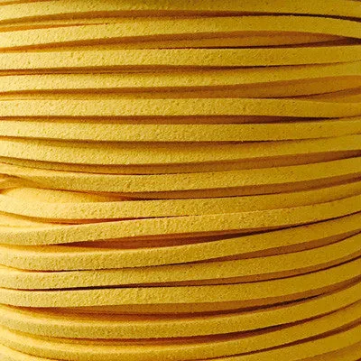 Golden Yellow Faux Suede Leather Cord per metre