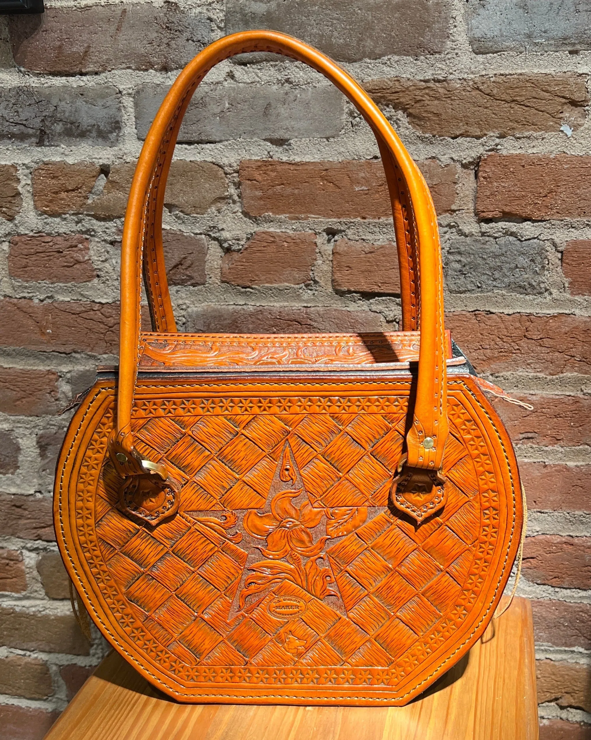 Hand Tooled 'Lone Star' Leather Handbag by Stephen Vaughn Leatherworks