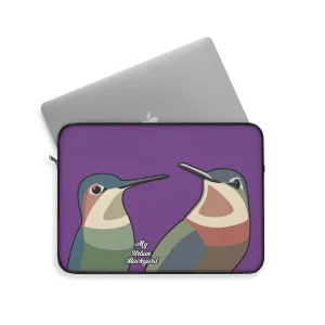 Hummingbirds on Wildflower Purple, Laptop Carrying Case, Top Loading Sleeve for School or Work