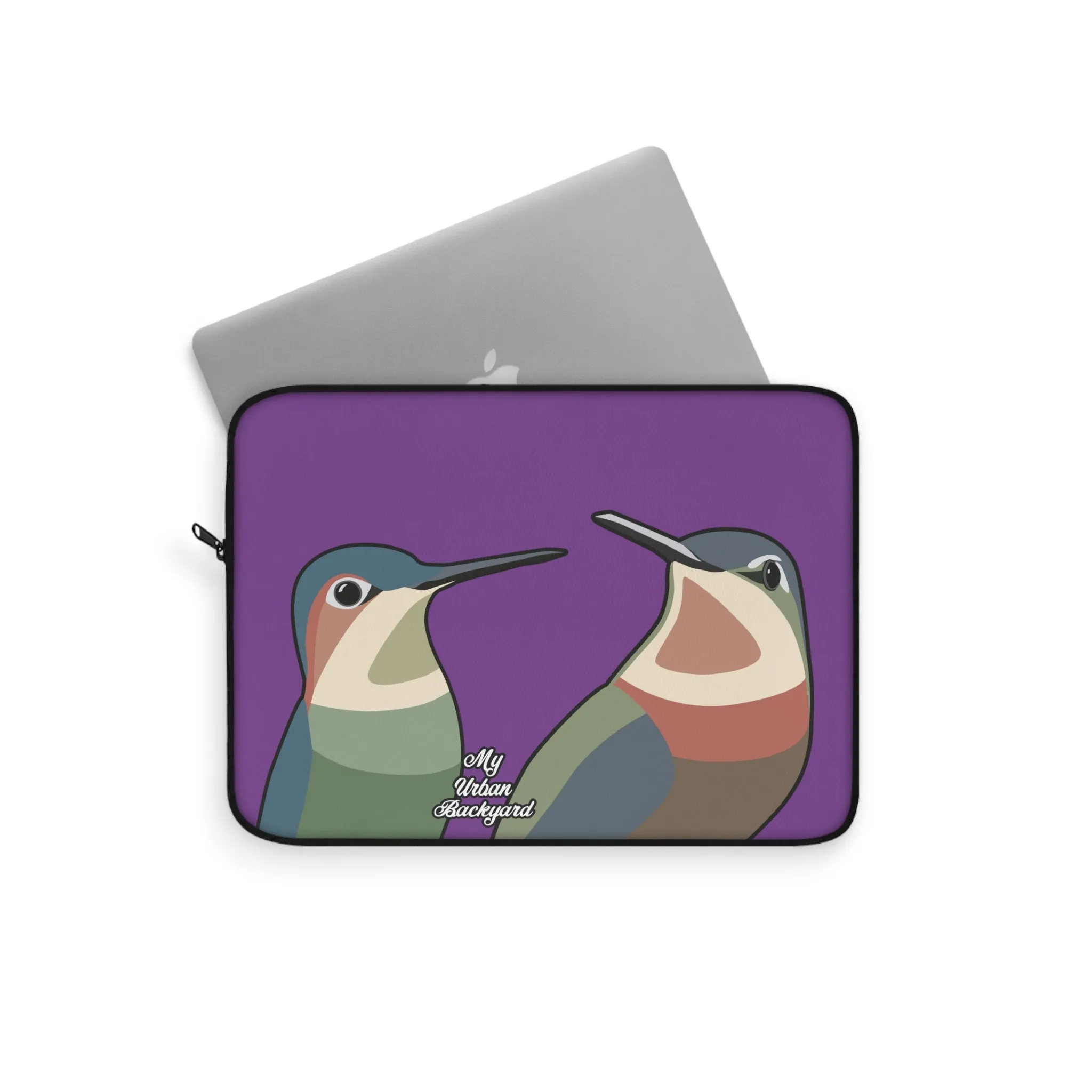 Hummingbirds on Wildflower Purple, Laptop Carrying Case, Top Loading Sleeve for School or Work