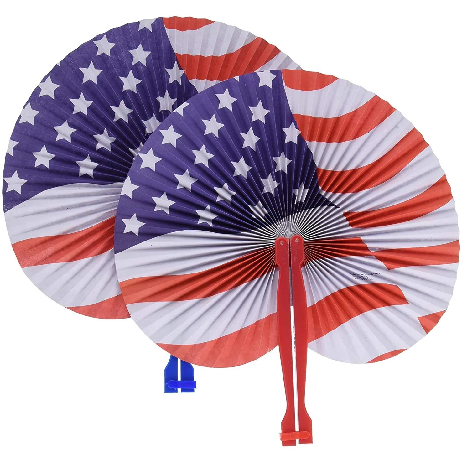 Kicko 10 Inch Folding Stars and Stripes Paper Fan - 12 Pieces Accordion Style Assortment