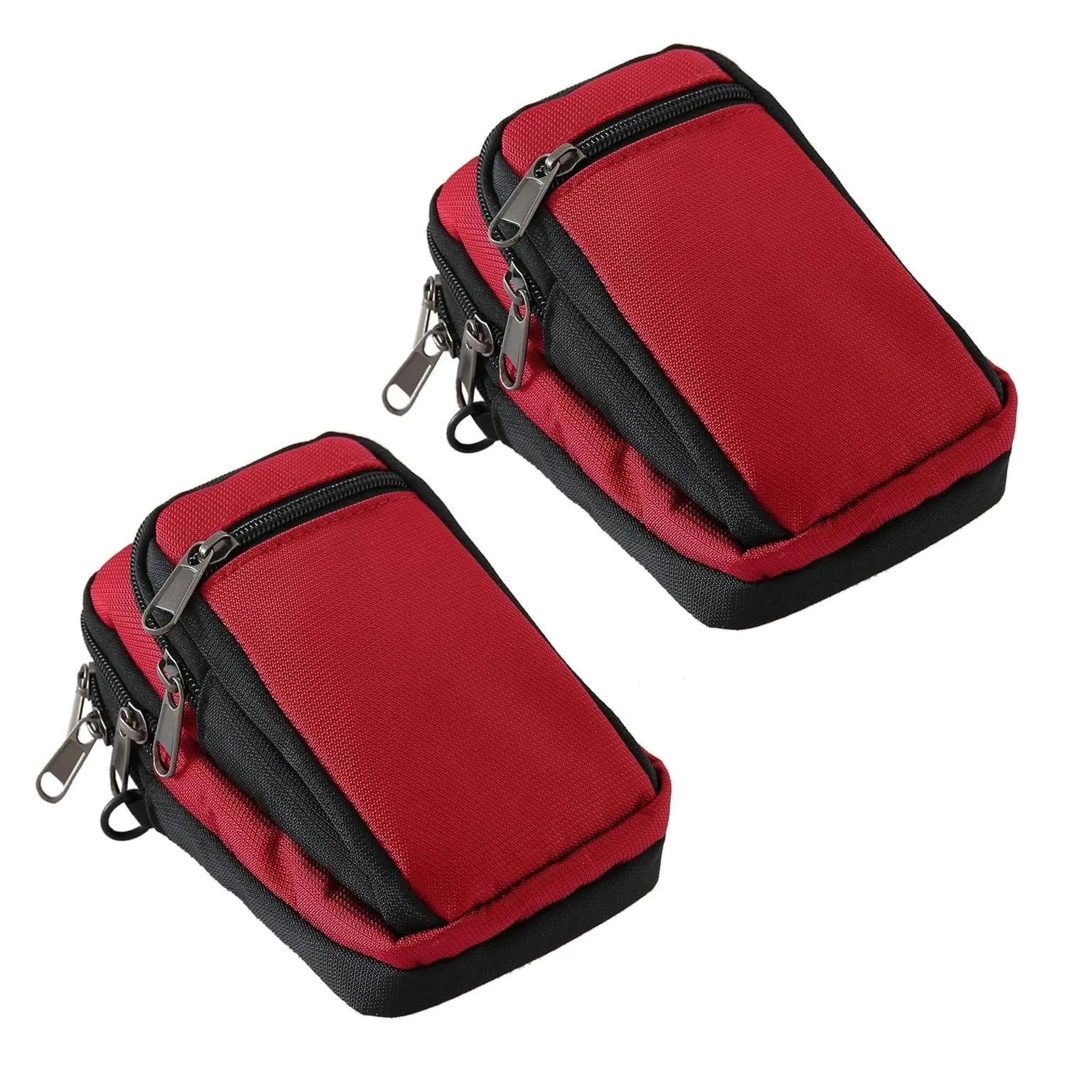 Kuber Industries Paspport Holder for Men & Women|Multifunction Passport Cover Bag|Nylon Passport Pouch for Luggage-Pack of 2 (Red)