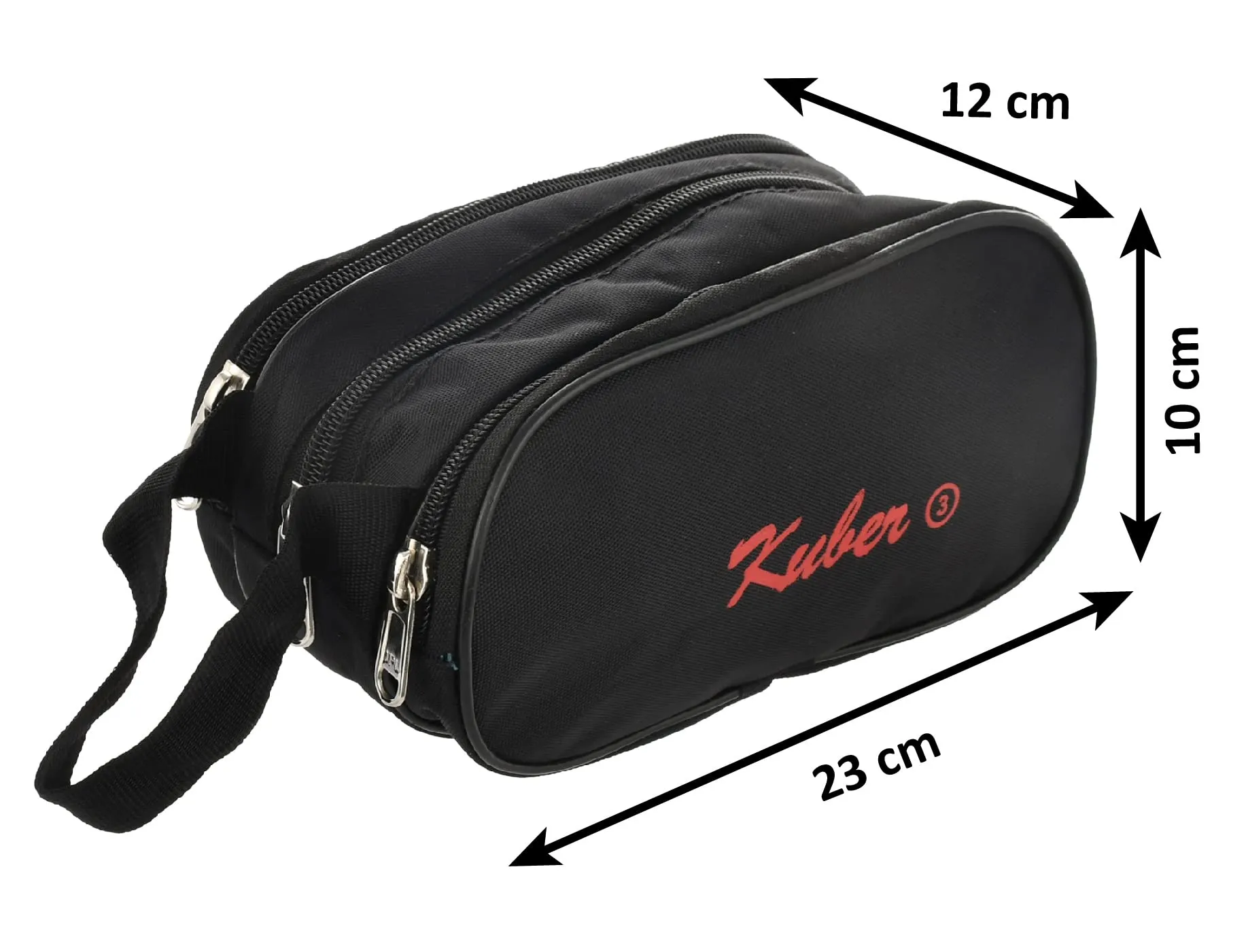 Kuber Industries Travel Toilerty Bag|Shaving Kit for Men|Cosmetic Bag for Travel Accessories|3 Zipper Comparments & Carrying Strip (Black)