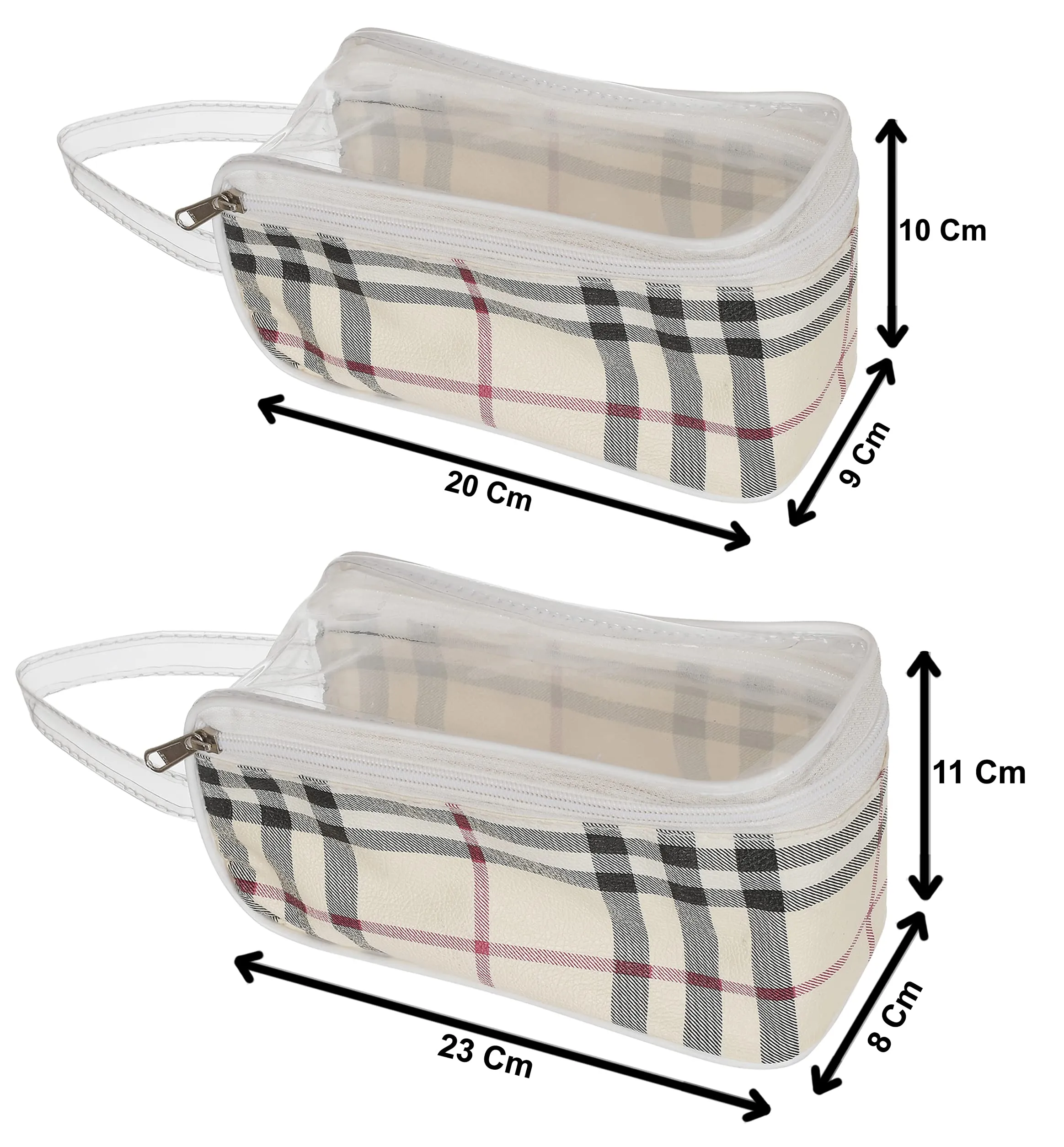 Kuber Industries Travel Toiletry Bag|Cosmetic Pouch|Toiletry Bag for Women & Men|Plastic Box Vanity Set of 2 (Cream)