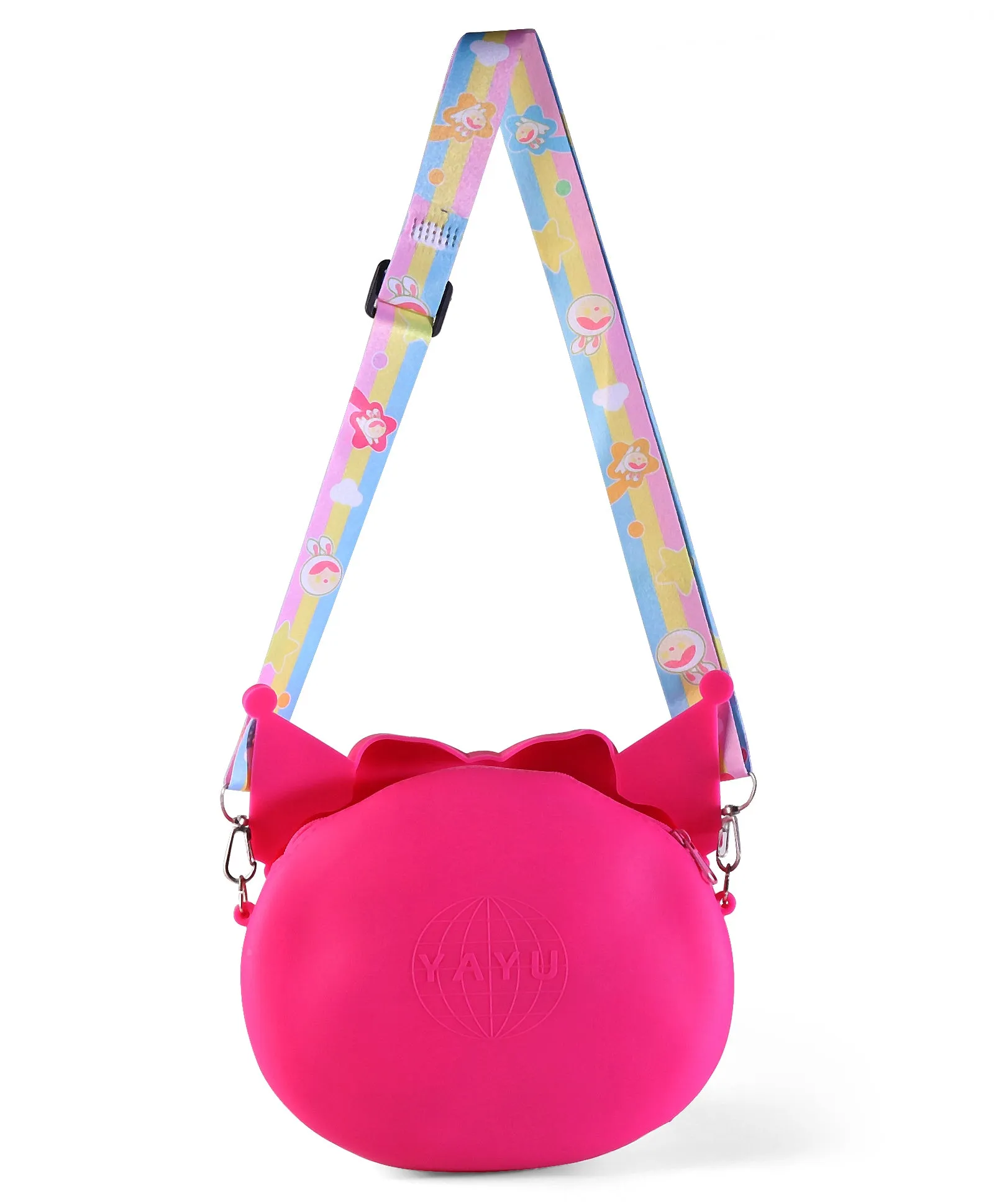 KUROMI FACE WITH BOW SILICON SLING BAG - DARK PINK