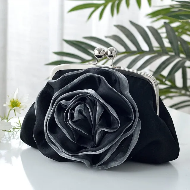 Ladies Flower Clutch Bag -  Elegant Evening Bag - Small Bridal Clutch Purse