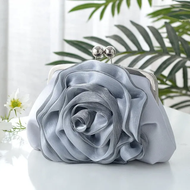 Ladies Flower Clutch Bag -  Elegant Evening Bag - Small Bridal Clutch Purse