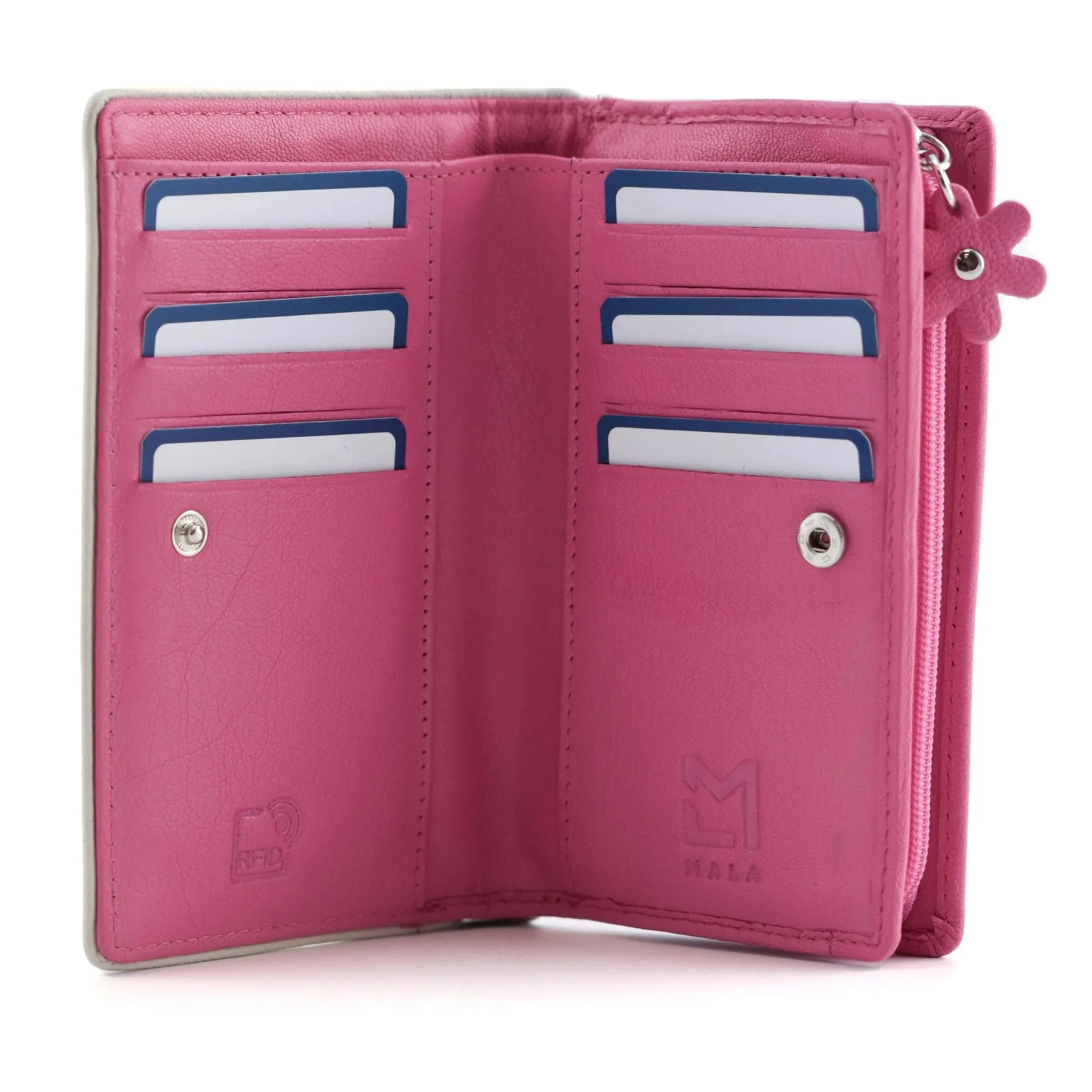 Mala Leather Pink Zaina Compact Purse