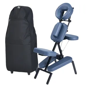 Master Massage The PROFESSIONAL Portable Massage Chair Package with Wheeled Case, Royal Blue