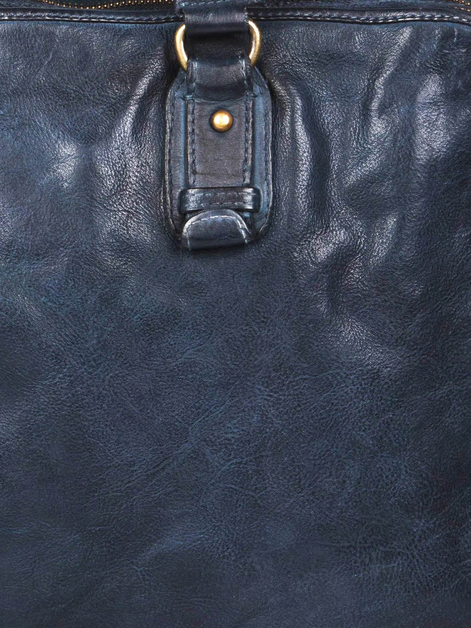 Navy Blue Leather Plain Design Laptop Bag