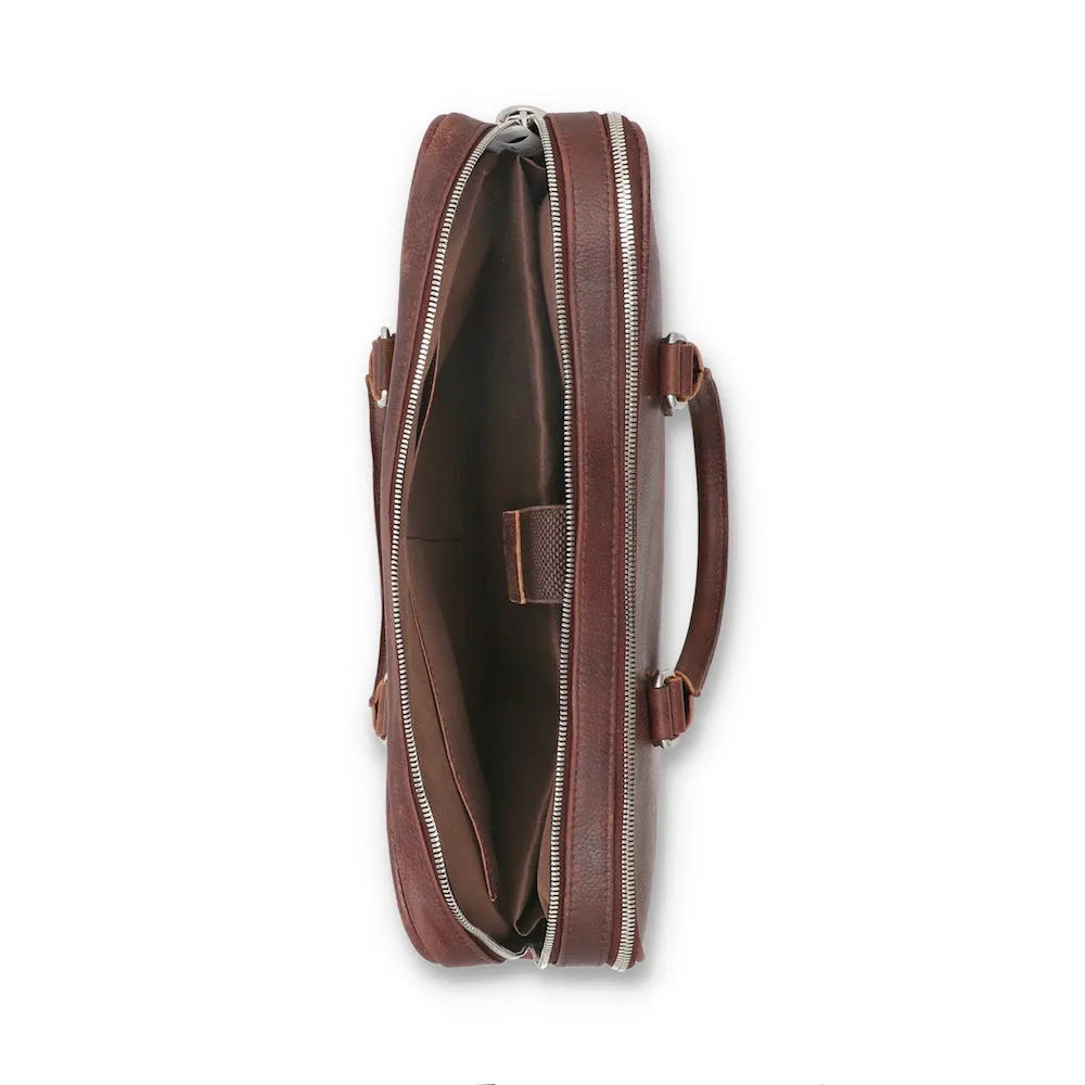 Norde Bordo Milled Pull-up Leather Laptop Briefcase