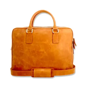 Norde Camel Tan Pull-up Leather Laptop Briefcase