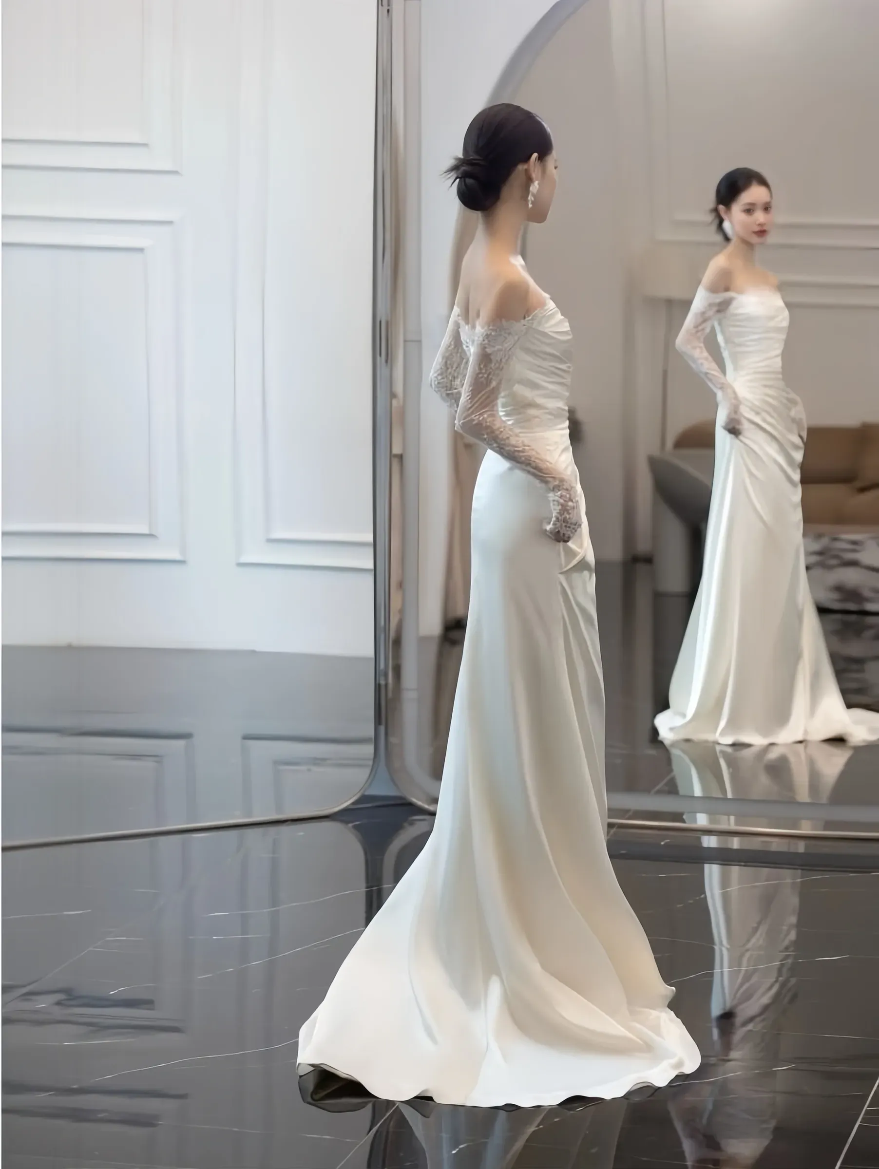 Off Shoulder Wedding Dress Elegant Fashion Dress      S5432