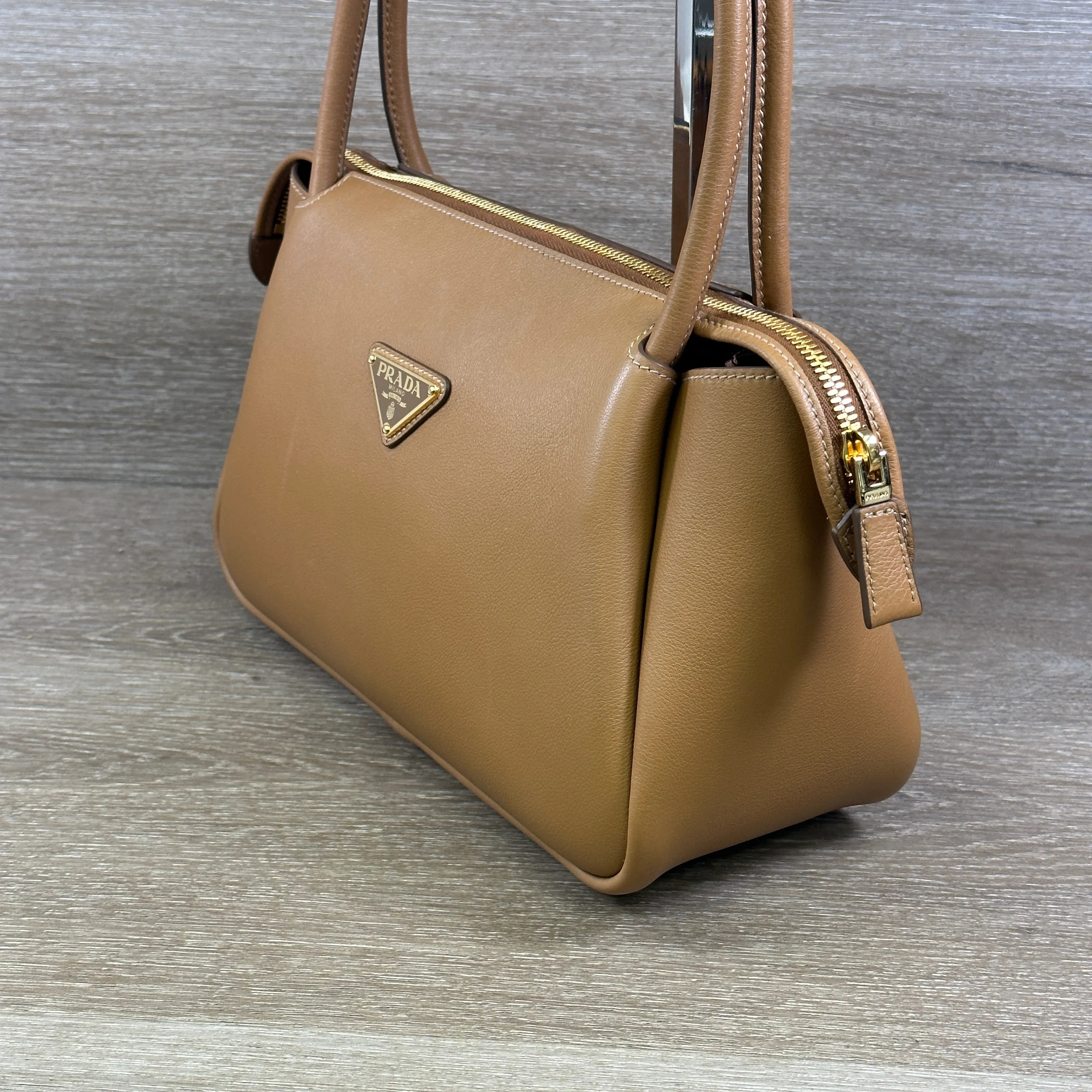 Prada Medium Leather Handbag - Brown