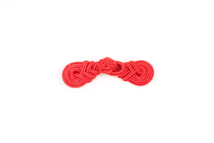 Red Knotted Chinese Frog Button (Pair)