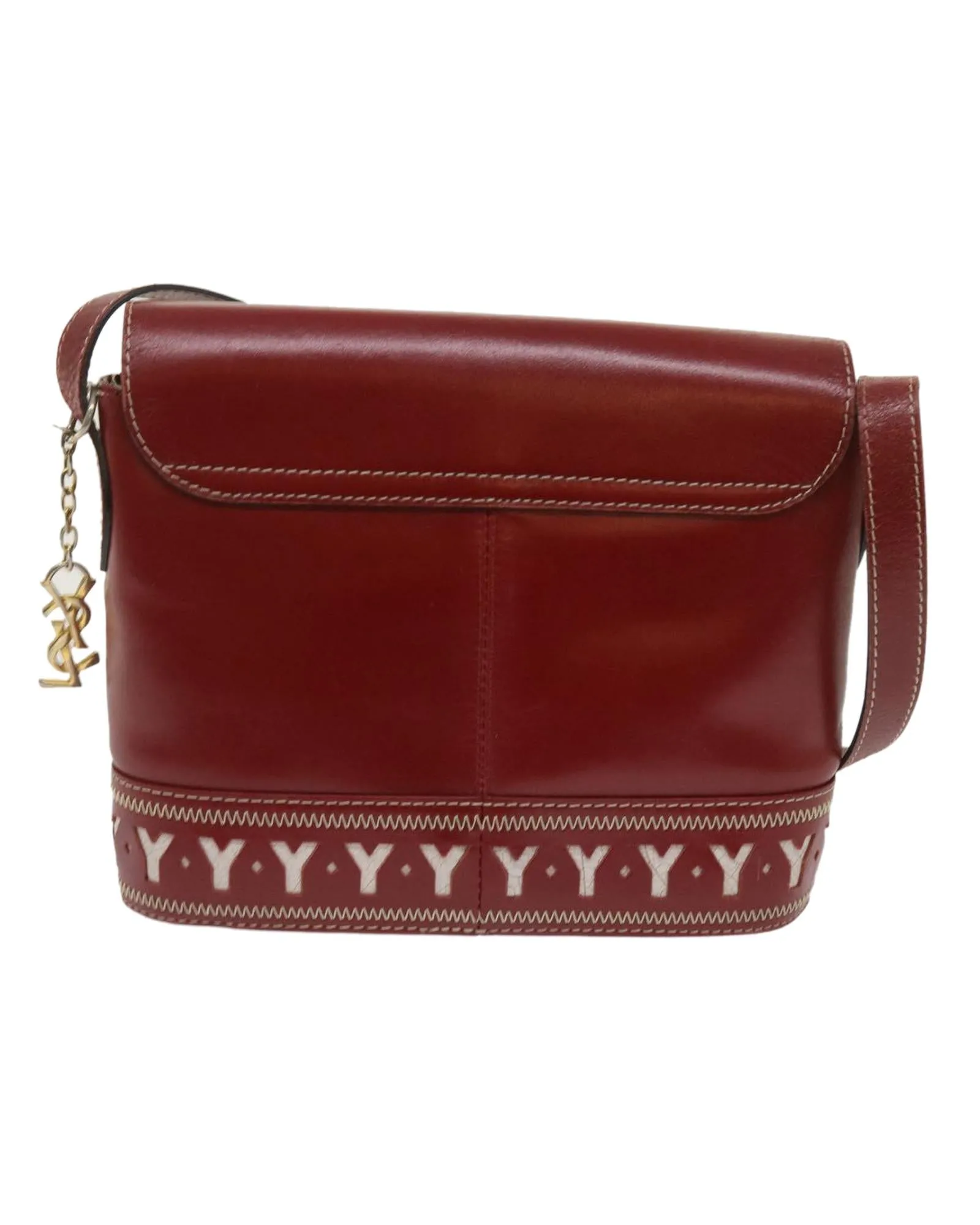 Red Leather Shoulder Bag by Saint Laurent