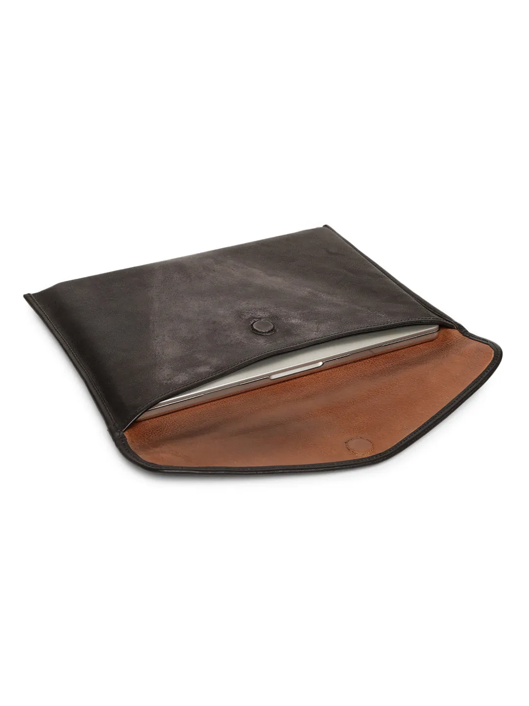 SleekSkin: Black Genuine Leather Laptop Sleeves