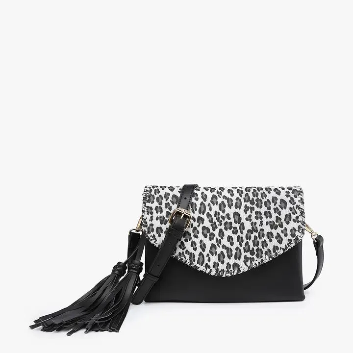 Sloane Flapover Crossbody w/ Whipstitch and Tassel