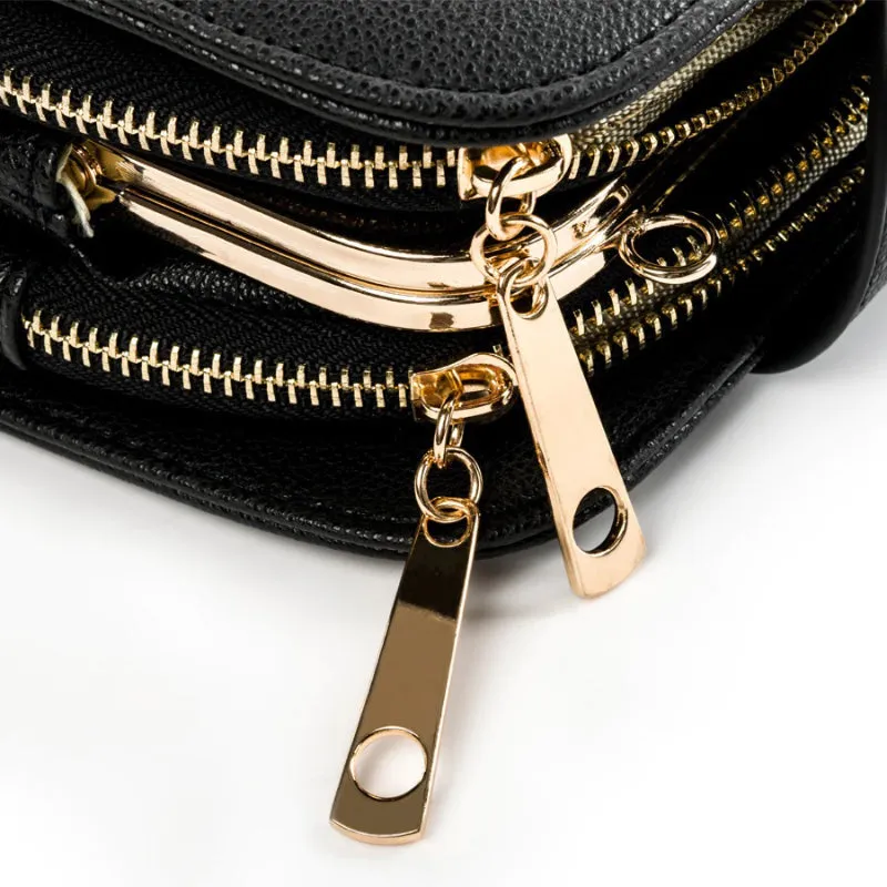 Spacious Flap Shape with Deluxe Chain Strap Vegan Leather Shoulder Bags